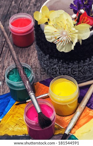paint for painting and composition with spring 