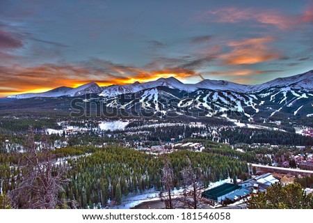 Sunset in Breckenridge HDR Winter Photography.  Royalty-Free Stock Photo #181546058