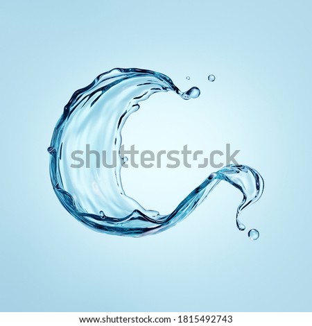 3d render, pure water clip art, liquid splash isolated on blue background.