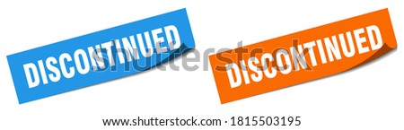 discontinued paper peeler sign set. discontinued sticker Royalty-Free Stock Photo #1815503195