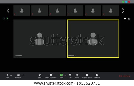Video conference user interface, video conference calls window overlay Royalty-Free Stock Photo #1815520751