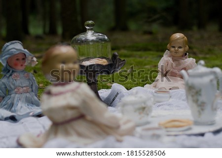 The Old Doll Friends During The  Magical Party In The Czech Fairytale Forest 
