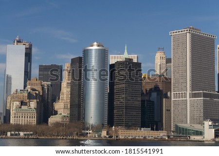 Beautiful panorama of New York City during the day, from the Hudson River, USA