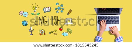 Learning English concept with woman using a laptop computer