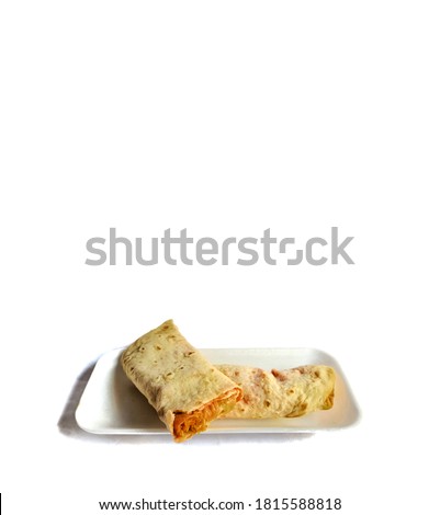 Chicken burrito on white background. typical food of Guatemala