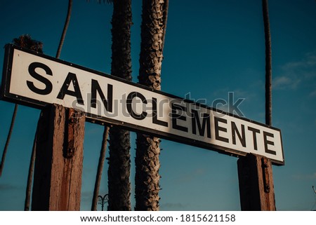 San Clemente sign at San Clemente pier Royalty-Free Stock Photo #1815621158