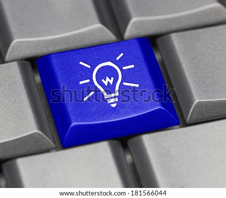 Computer key blue - light bulb