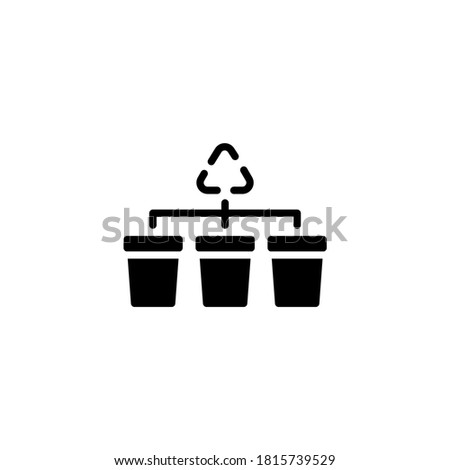 Waste Sorting Icon in black flat glyph, filled style isolated on white background