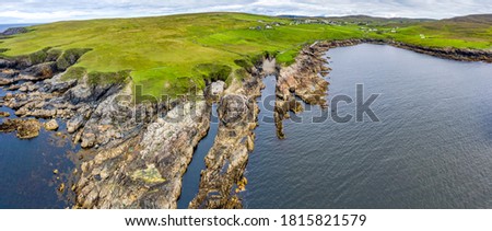 Aerial view of wild coast by Glencolumbkille in County Donegal, Irleand