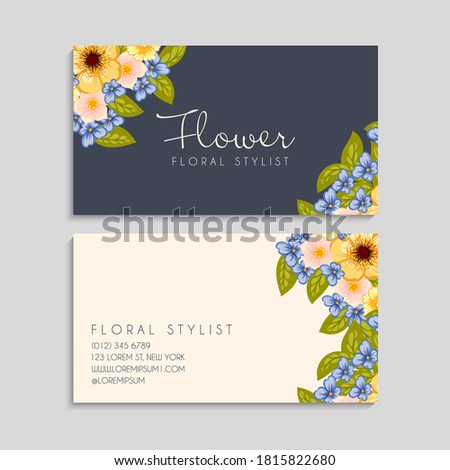 Flower business cards yellow flowers