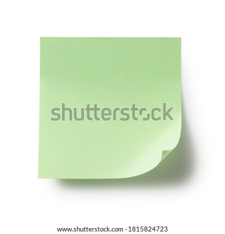 Green sticky notes on a white background