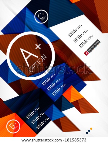Futuristic abstract 3d infographic composition. Paper geometric shapes with options and space for text. Can be used for web banners, printed materials, business presentations