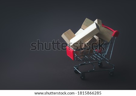 Shopping cart with materials for home renovation,
