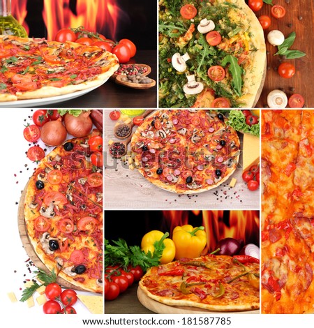 Collage of various pizza