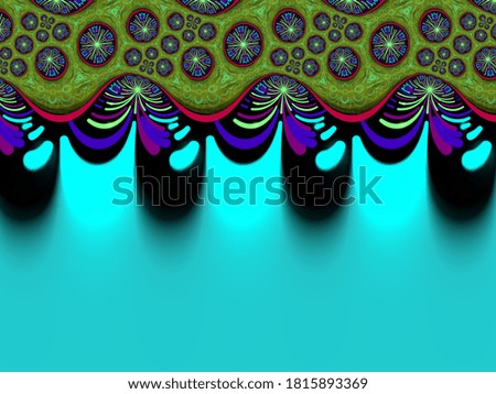 A hand drawing pattern made of green fuchsia red and blue