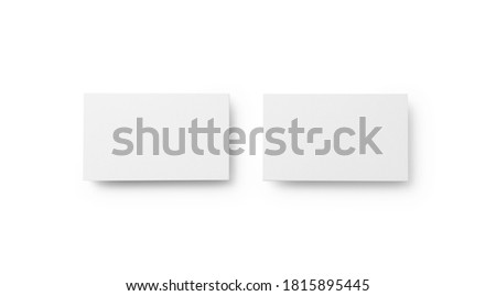 A business card placed on a white background. Overhead shot.