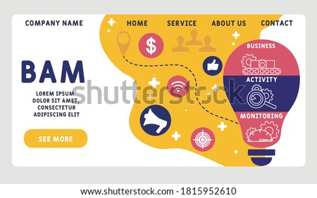 Vector website design template . BAM - Business Activity Monitoring , business concept. illustration for website banner, marketing materials, business presentation, online advertising. 