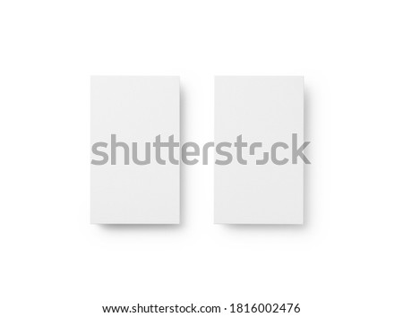 A business card placed on a white background. Overhead shot.