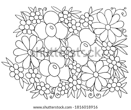 Art line flower isolated on the white background. Coloring flower for coloring page or book.
