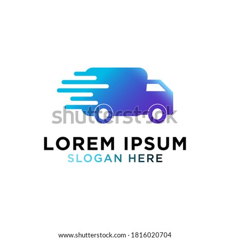 Truck fast delivery packaging Logo Design. vector illustration