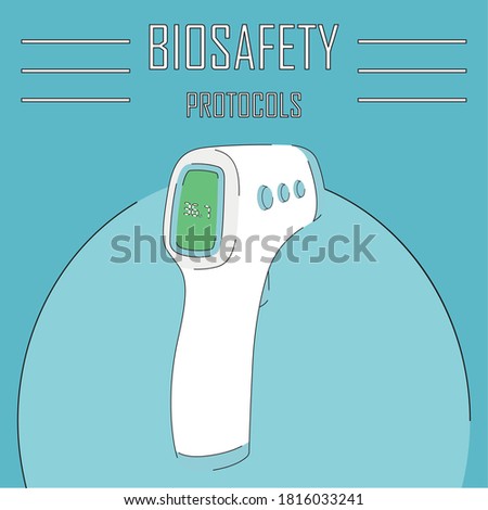 Biosafety protocols poster. Take corporal temperature - Vector