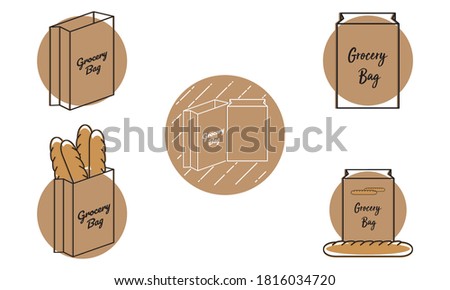 Set of groceries bags icons - Vector illustration