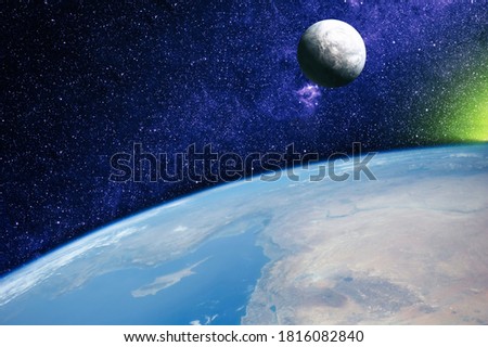 Deep space background with stardust and shining star. Milky way cosmic background. Star dust and pixie dust glitter space backdrop. Elements furnished by NASA