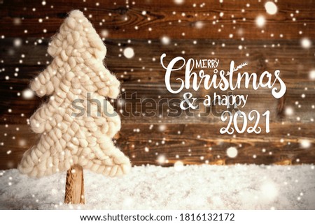 Fabric Christmas Tree, Snow, Merry Christmas And A Happy 2021, Snowflakes