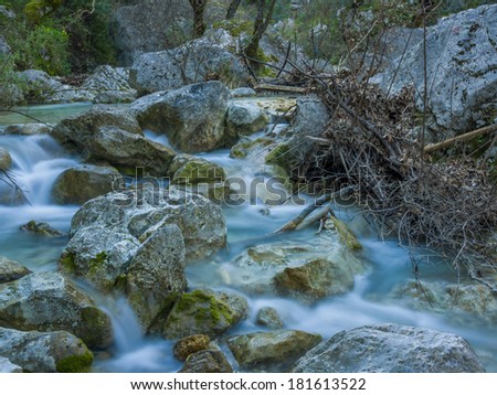 The waterfall of Nidri in Lefkas island Greece