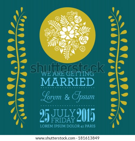 Vector wedding card or invitation with floral ornament background. Perfect as invitation or announcement. 