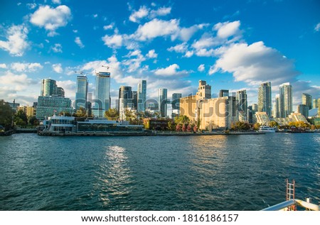 Skyscrapers of Harbour Front from Lake Ontario in Toronto .Canada. 