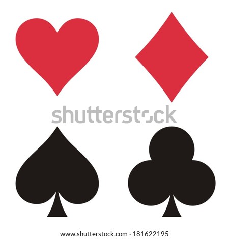 Set of playing card symbols on white background