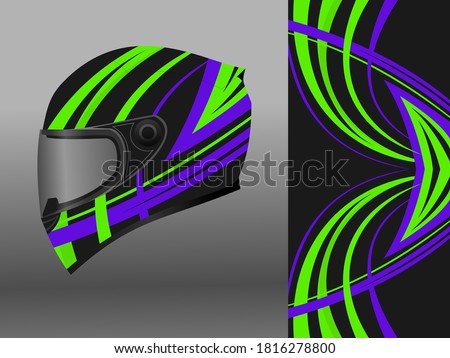 helmet wrap design with green and purple color