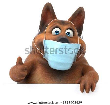 Fun 3D german shepherd dog with a mask