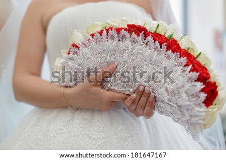 Bridal bouquet. Beautiful bouquet in hand of bride