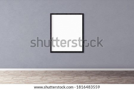 Blank poster with thin frame on wall. Mockup for you design preview.