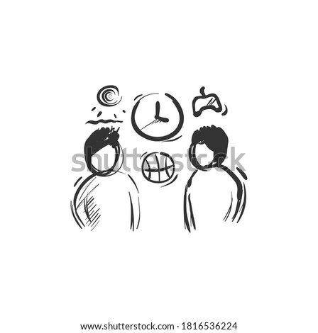 Pastime line icon.Two people spending time together. Outline drawing. Hobby and activities. Leisure time concept. Isolated vector illustration