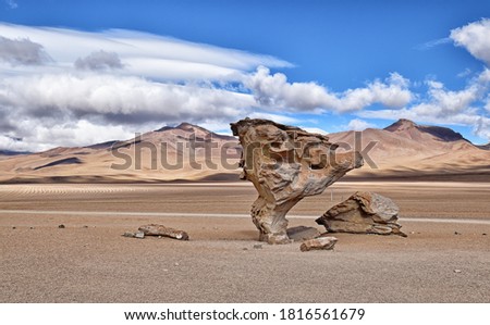 Panoramic view of Arbol de piedra (Rock tree), south Altiplano, Bolivia
