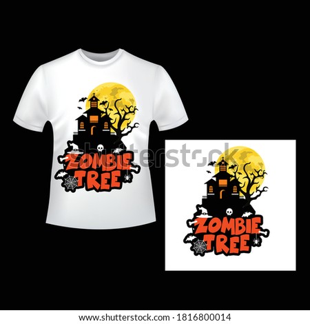 Zombie Tree Halloween Vector T-shirt Design.
