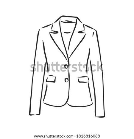 Set of vector isolated women s jackets, front view, women's blazer, vector sketch illustration