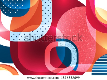 Overlapping round squares form a geometric abstract background composition. Design template for wallpaper, banner, background, card, illustration, landing page, cover, poster, flyer. Vector 
