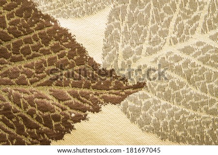 leaf pattern on fabric texture for background close up