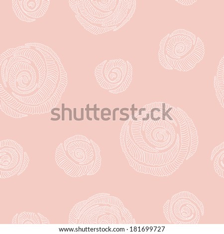 Seamless pattern with embroidered roses (embroidery loops)