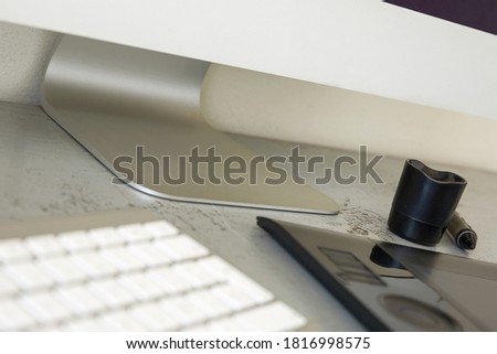 Close Up of Computer, Keyboard and Graphic Tablet with Shallow Depth Of Field