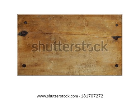 empty wooden sign isolated on white background