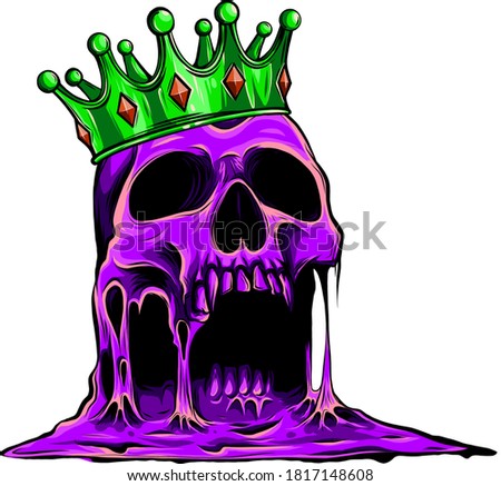 vector illustration skull wearing a king crown