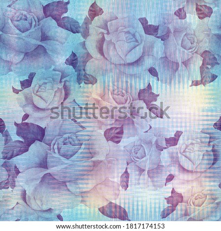 Roses Watercolor drawing. Decorative composition on a watercolor background. Floral motifs. Seamless pattern. Use printed materials, signs, items, websites, maps, posters, postcards, packaging.