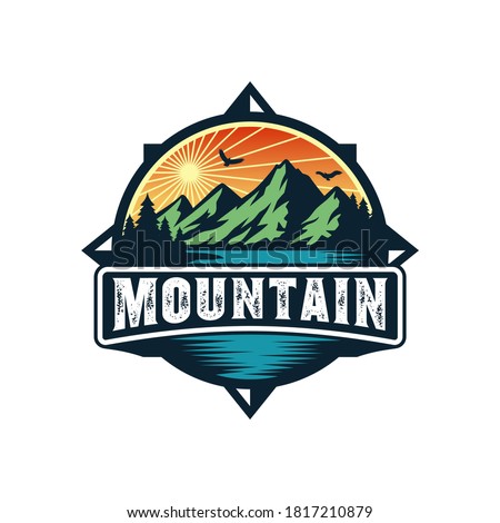 Mountain illustration, outdoor adventure . Vector graphic for t shirt and other uses.