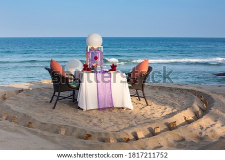 Romantic honeymoon privat dinner table at resort at Ko Samui Thailand