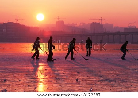 Hockey on sunset